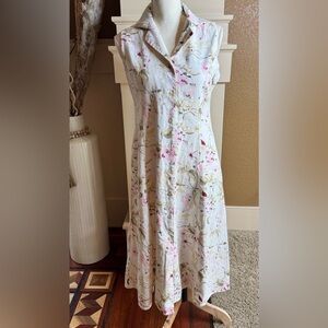 Vintage Jane Ashley Floral Pink and Cream Dress